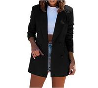 Blazers Jacket for Women UK Clearance Ladies Solid Lapel Blazer Suit Long Sleeve Elegant Coat Pockets Cardigan Tops Plus Size Casual Work Wear Business Office Formal Outwear Suits Black