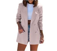 Blazers Jacket for Women UK Clearance Ladies Solid Lapel Blazer Suit Long Sleeve Elegant Coat Pockets Cardigan Tops Plus Size Casual Work Wear Business Office Formal Outwear Suits Beige