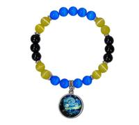 Blazing Autumn Beaded Pendant Bracelet Van Gogh Art Paintings, M, Glass Metal, no gemstone