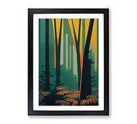 Blazing Forest Abstract Framed Print | A2 Black Framed Wall Art | Ready to Hang | Abstract Landscape Picture | Living Room Bedroom Lounge Office