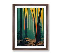 Blazing Forest Abstract Framed Print | A2 Walnut Framed Wall Art | Ready to Hang | Abstract Landscape Picture | Living Room Bedroom Lounge Office