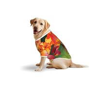 Blazing Orange Iris Print Breathable Dog Tshirt for Medium Large Breed