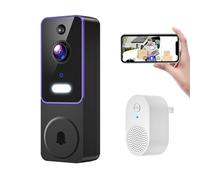 Blazique Smart Video Doorbell Camera, Wireless Indoor/Outdoor Surveillance Cam, AI Human Detection, Live View, Included Doorbell Receiver, 2-Way Audio, Night Vision, Cloud Storage, 2.4G WiFi