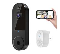 Blazique Smart Video Doorbell Camera, Wireless Indoor/Outdoor Surveillance Cam, AI Human Detection, Night Vision, Live View, Doorbell Receiver Included, 2-Way Audio, 2.4G WiFi, Cloud Storage Service