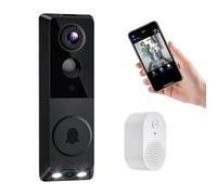 Blazique Smart Video Doorbell Dual Camera, Wireless Indoor/Outdoor Surveillance Cam, AI Human Detection, Live View, Included Doorbell Receiver, 2-Way Audio, Night Vision, 2.4G WiFi, Cloud Storage