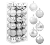 BLAZOR Christmas Baubles, Ball Ornaments With Strings, M Size, Shatterproof Plastic Bulbs, Hanging Decorations for Xmas Tree, Holiday, Wedding, Party