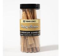 Blazy Susan Premium Pre Rolled Cones Jar - 50 Pack 98mm Unbleached Cones, Ultra-Thin Slow Burning French Paper, Precision Tips for Easy Filling, Vegan GMO Free, Signature Style, Reusable Storage Jar