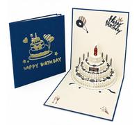 Blazyo® Handcrafted 3D Pop-Up Birthday Card - Colorful, Bamboo Fiber Paper, Cake Happy Birthday Card, with Envelope and Blank Card for Women, Men, Husband, Wife, Kids, Mom, Dad