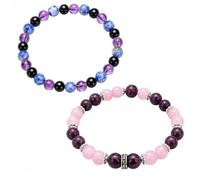 BLBATBK 2PCS Menopause Bracelet for Women, Two Piece Set in Pink and Purple, Crystal Healing Jewellery, Management Accessory for Daily Wear and Spiritual Practices