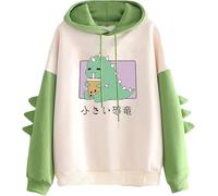 Blbcyny Dinosaur Hoodie Ladies Fashion Casual Pullover Long Sleeve Cartoon Sweater Cute Dinosaur Ladies Top