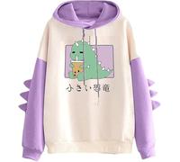 Blbcyny Dinosaur Hoodie Ladies Fashion Casual Pullover Long Sleeve Cartoon Sweater Cute Dinosaur Ladies Top