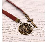 BLBMH Handmade Leather Bible Bookmark Ribbon Book Marker Cross Christian Gifts for Women Men Father Dad - LB4
