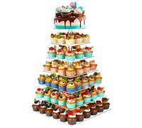 BLBYHO 7 Tier Cupcake Stand for 100 Cupcakes, Cake and Cupcake Combo Dessert Tower Holder, Clear Acrylic Cupcake Riser, Large Pastry Cupcake Display for Birthday Wedding Party…