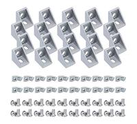BLCCLOY 20 Sets 2020 Aluminum Extrusion T Slot Corner Bracket 20 Series Extruded Hardware 90 Degree Right Angle Connector with M5 Bolts Nuts for 20/20 80 20 2040 T V Slot Silver Aluminum Profile