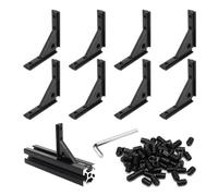 BLCCLOY 8Pcs 2020 Aluminum Extrusion Black Corner Bracket T Slot Inside L Shape Joint Angle Hardware Panel Mount Connector with Screws for 20 Series 20/20 2040 V Slot Extruded Aluminum Profile