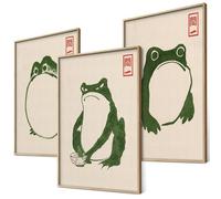 BLCKART Hoji Frogs Poster Set Ukiyo-e Japanese Art Japan Wall Decoration Pictures Bedroom Decoration Living Room Decoration Eclectic Paintings (3 x A3 | Without Frame)