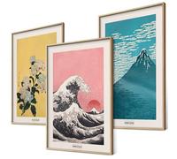 BLCKART Hokusai Poster Set, Japanese Wall Decoration, 3x A3, Without Frame