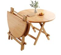 ble 40” Round Folding Dining Table for 2-4 Drop Leaf Wood Kitchen Table Ex ble for Apartment & Living Room Space-Saving Design (Natural 70cm/28in)