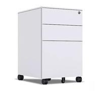 ble Under Desk File Cabinet with Lock 3 Drawer Metal Storage nizer Modern White/Black Iron Chest for Home Office Compact Filing Solution (39x45x60cm)