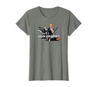 Bleach Follow Your Instincts Anime T-Shirt, Women, Olive Heather, Large