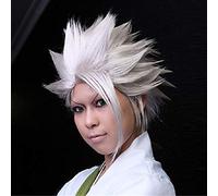 BLEACH Hitsugaya Toushirou Wig Short Silver White Layered Fluffy Heat Resistance Fiber Synthetic Hair Cosplay Wigs + Wig Cap