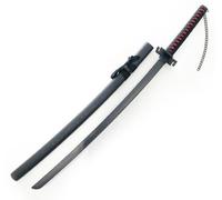 Bleach Ichigo Kurosaki Cosplay Sword, Decorative Wooden Katana Bankai Zangetsu, Black with Red Wrap