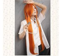 Bleach. Inoue Orihime Orange 100cm long straight cape anime costume cosplay wig +free wig cap