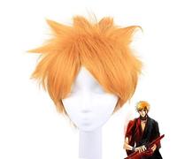 Bleach Kurosaki Ichigo Cosplay Perücken Kurze, flauschige, geschichtete Rollenspielperücken für Männer Jungen Hitzebeständiges Kunsthaar LY-242