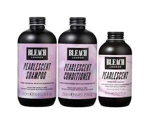 BLEACH LONDON Pearlescent Semi-Permanent Hair Colour 150ml, Pearlescent Shampoo 250ml and Conditioner 250ml- Colour maintenance set for a pearly blonde - 3 pack