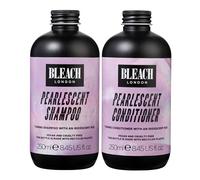 Bleach London Pearlescent Shampoo and Conditioner, Soft Purple Colour Depositing Set, Nourishes Bleached Hair and Removes Brassy Yellow Tones, Helps Build or Maintain Pearly Purple Colour 2 x 250ml