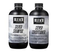 Bleach London Silver Toning Shampoo and Conditioner, Ashy Purple Colour Correcting Set for Light Bleached Blonde Hair, Cleanses, Nourishes and Removes Brassy Yellow Tones 2 x 250ml