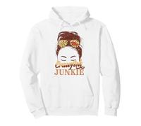Bleached Crawfish Junkie Leopard Messy Bun Seafood Lover Pullover Hoodie
