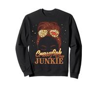 Bleached Crawfish Junkie Leopard Messy Bun Seafood Lover Sweatshirt