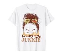 Bleached Crawfish Junkie Leopard Messy Bun Seafood Lover T-Shirt