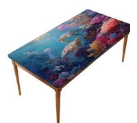 Bleblef Sea Turtle Table Cloth Elastic Edged Rectangle,2170