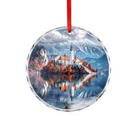 Bled with Lake, Island, Castle And Mountains Christmas Ornament Xmas Crystal Glass Hanging Decorations for Christmas Tree Home Party
