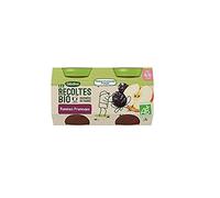 Blédina Les Récoltes Bio - 2 Small Glasses for Baby Meals and Desserts - Apple Plums - from 4/6 Months (Pack of 12)