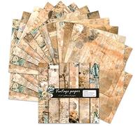 BLEDS Scrapbook Paper, 24 Sheets Craft Card Making Paper Pad 6x6 inch Single-Side Printing Vintage Paper Supplies for Mails Journaling Decorative Background Art Album Junk Journal