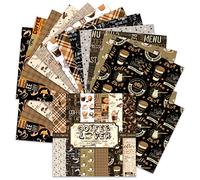 BLEDS Scrapbook Paper, 24 Sheets Craft Scrapbooking Paper Pad 6x6 Single-Side Coffee Printing Junk Journal Cardstock Paper Supplies for Card Making Decorative Background Art Album