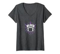 Bleed Purple Football Fan Passion Statement V-Neck T-Shirt, Women, Dark Heather Grey, L