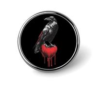 Bleeding Heart Black Raven Round Brooch Pin Button Lapel Tie Badge Hat Clothes Accessories for Men Women