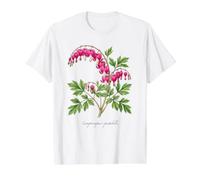 Bleeding Heart Plant Illustration Lamprocapnos spectabilis Value Graphic T-Shirt, Men, White, L