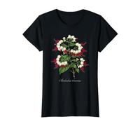 Bleeding Heart Vine Illustration Clerodendrum thomsoniae Value Graphic T-Shirt, Women, Black, M