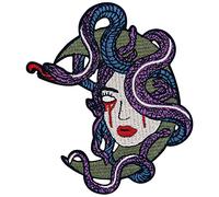 Bleeding Medusa Snake Winding The Moon Patch Embroidered Applique Badge Iron On Sew On Emblem