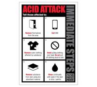 BLEEDSAVE Acid Attack - Action Card 148 x 210 mm (A5) - 1mm Rigid Plastic Safety Sign
