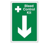 Bleedsave Bleed Control Kit Arrow Down 300 x 400 mm - Self Adhesive Vinyl Safety Sign