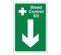 Bleedsave Bleed Control Kit Arrow Down 300 x 400mm - 2mm Rigid Plastic Safety Sign