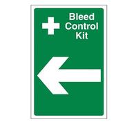 Bleedsave Bleed Control Kit Arrow Left 200 x 300 mm - 3mm Brushed Aluminium Composite Safety Sign