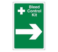 Bleedsave Bleed Control Kit Arrow Right 200 x 300mm - 2mm Rigid Plastic Safety Sign