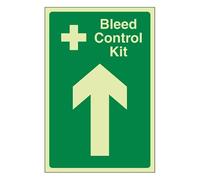 Bleedsave Bleed Control Kit Arrow Up 200 x 300 mm - Glow In The Dark Self Adhesive Vinyl Safety Sign